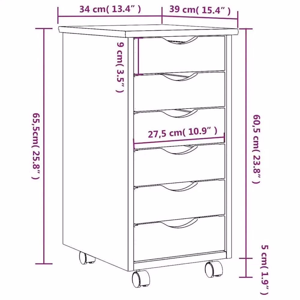 EONLION Rolling Cabinet with Drawers in Black – 2