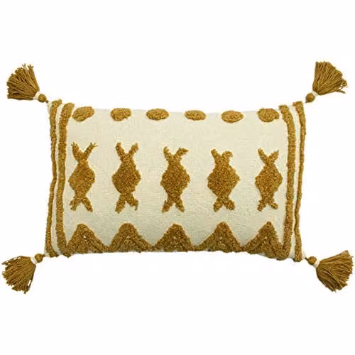 Riva Home Esme Rectangular Polyester Filled Cushion in Ginger, Orange and Beige, W/D/H: 50 x 30 x 30 cm