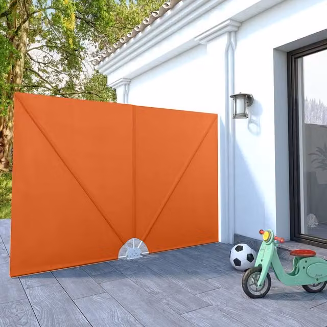 Berkfield Home Collapsible Terrace Side Awning in Orange, W: 160 cm, H: 240 cm – 1