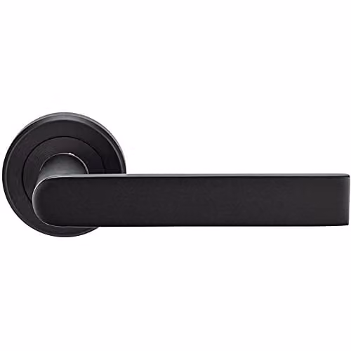 Loops Pair of Flat Rectangular Bar Handles on Round Rose with Concealed Fixings in Matt Black