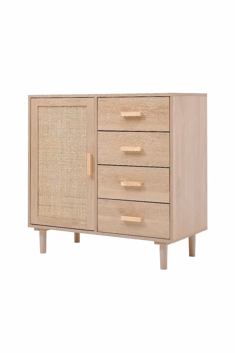 H&O Direct Modern Wood and Rattan Accent Side Cabinet in Beige and Sand – 2