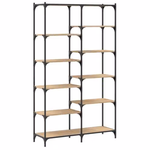 vidaXL Industrial Bookshelf in Sonoma Oak and Metal, W/D/H: 100 x 32 x 170 cm – 1