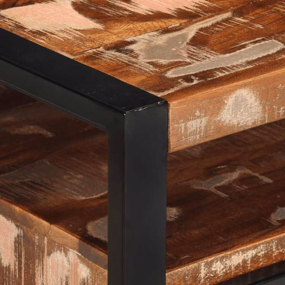 Berkfield Home Multicolour Reclaimed Solid Wood Coffee Table W: 90 cm, D: 50 cm, H: 36 cm – 2