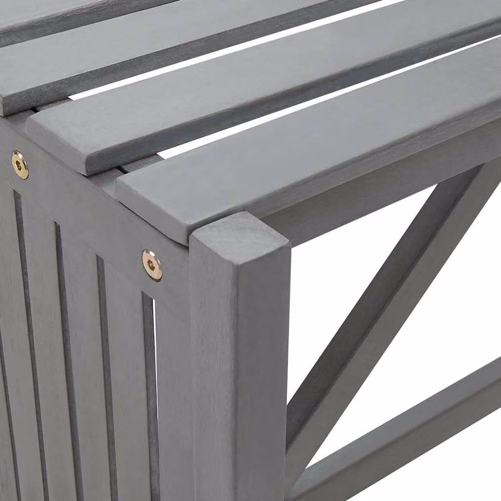 Berkfield Home Practical Garden Corner Bench with Planter in Grey Solid Acacia Wood, 117 cm – 4