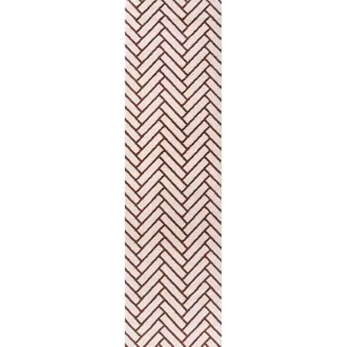 THE RUGS Loft Collection Modern Textured Living Room Rug in Chevron Terra, W: 80 cm, L: 300 cm