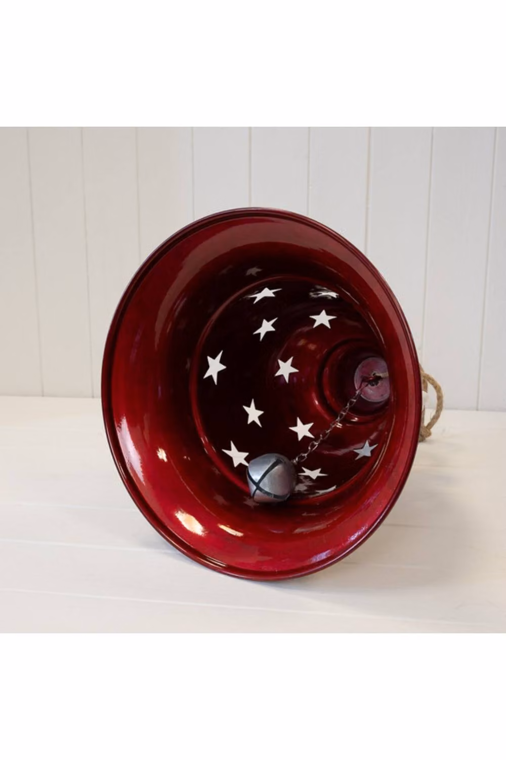 KDMD Large Glossy Red Metal Hanging Bell with Star Cutout Detail – 2