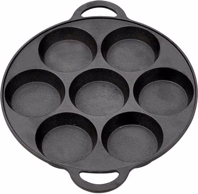 Kelvenix Black Cast Iron 7 Hole Non-stick Frying Pan – 1