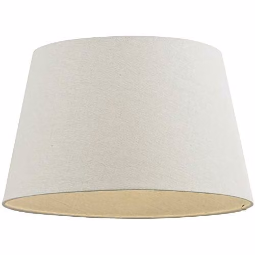 Loops Round Tapered Drum Lamp Shade in Beige Linen Fabric, Diameter: 35.56 cm