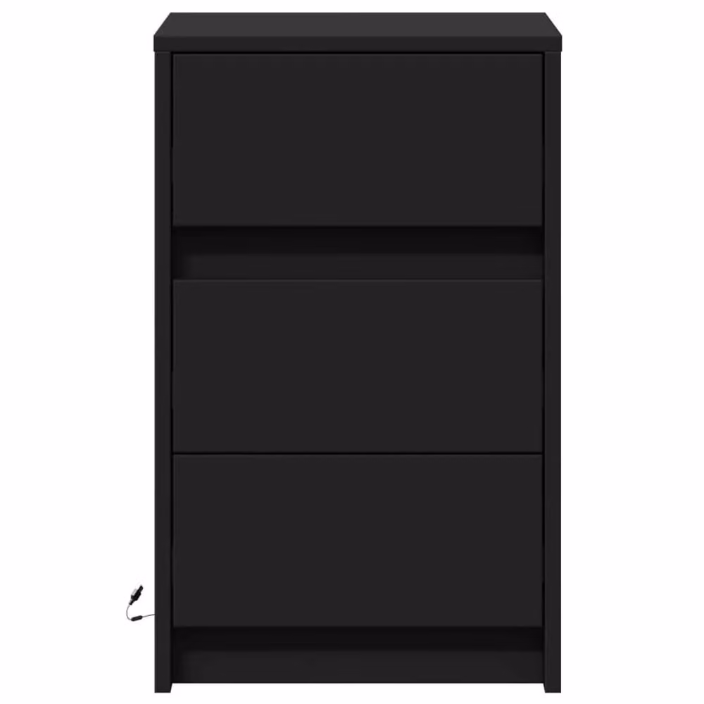 Berkfield Home Modern Black Bedside Cabinet with Integrated LED Lighting, W/D/H: 38 x 34 x 61 cm – 4