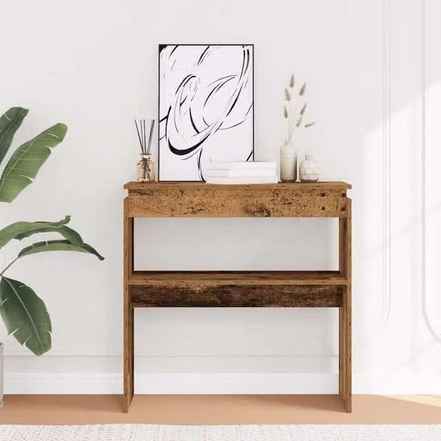 Berkfield Home Rustic Old Wood Console Table in Brown, W/D/H: 80 x 30 x 80 cm