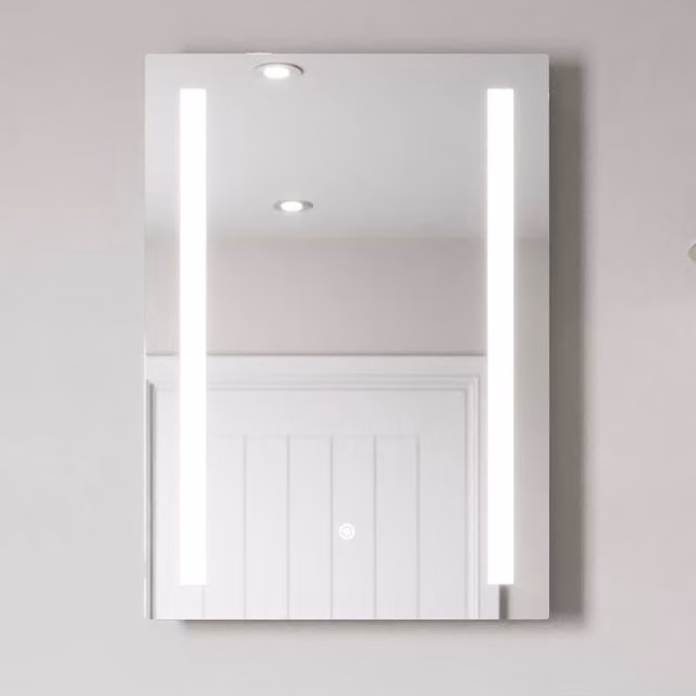Bathwell Rectangular LED Bathroom Mirror with Touch Sensor in Silver