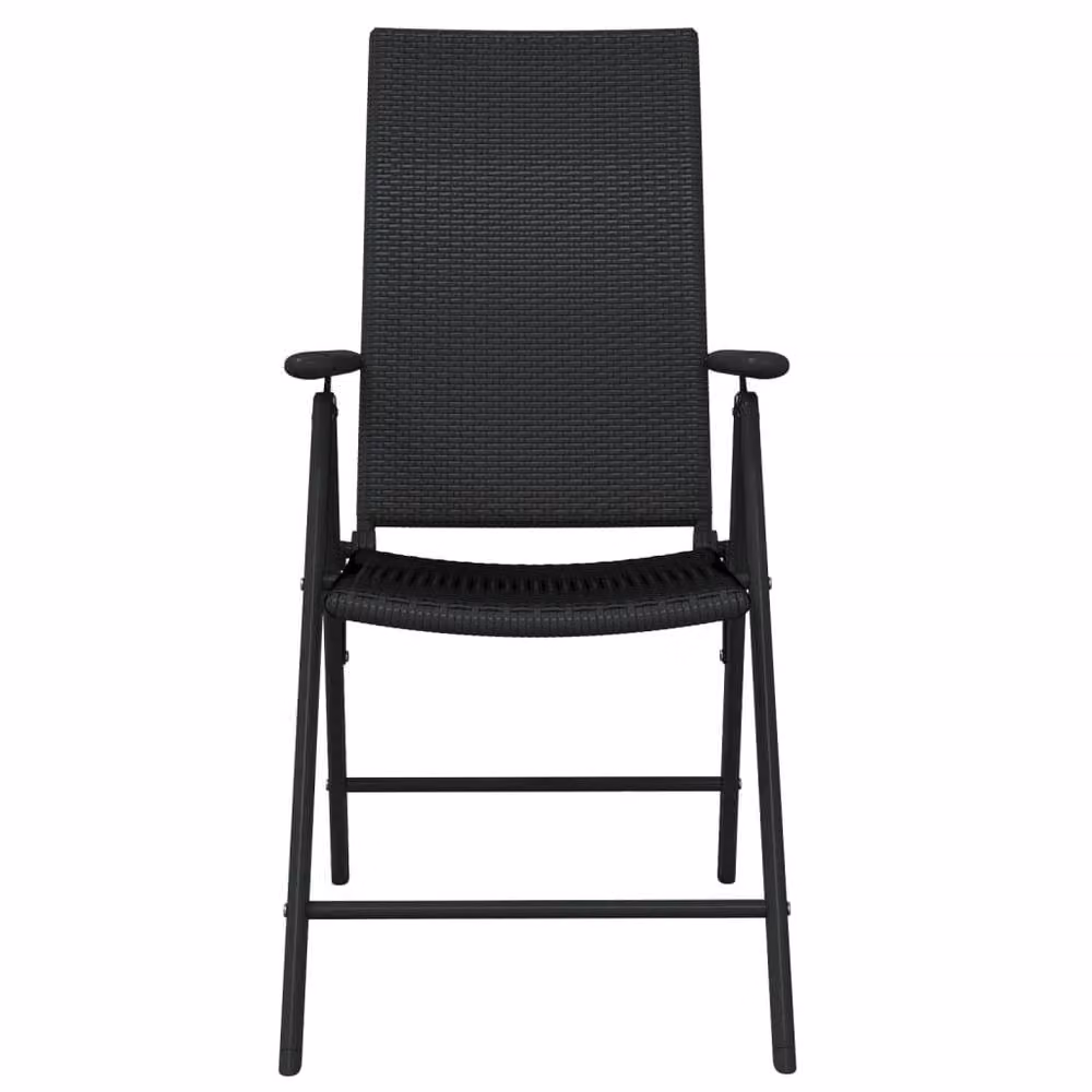 Berkfield Home 3 Piece Modern Garden Dining Set in Black with Glass Top and Powder Coated Steel Frame – 3