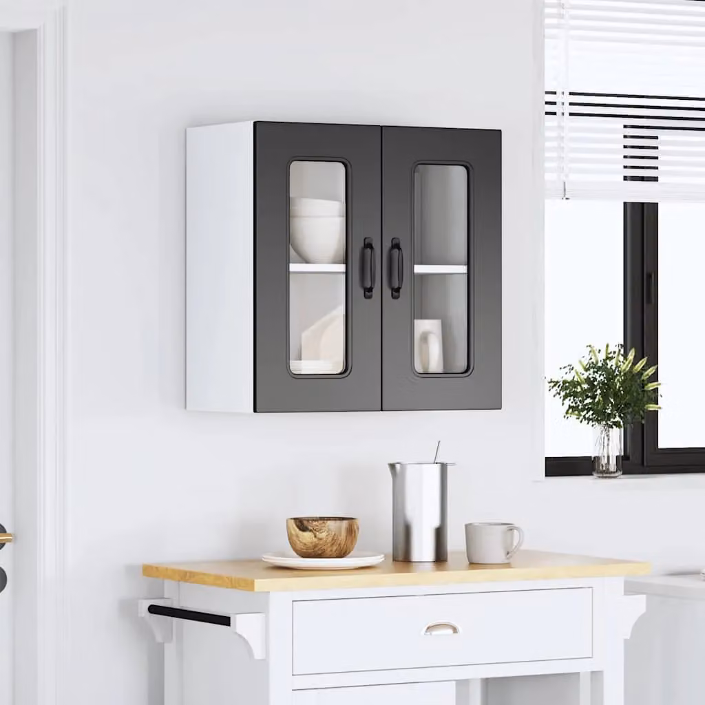 Berkfield Home Kalmar Black Modern Kitchen Wall Cabinet with Matt Glass Doors – 2