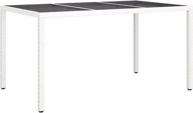 Berkfield Home Modern White Poly Rattan Garden Dining Table with Glass Top W/D/H: 150 x 90 x 75 cm – 1