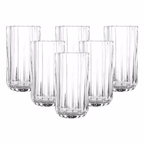 Simpa Elegant Transparent Highball Tumbler Glasses, 350ml, Set of 6