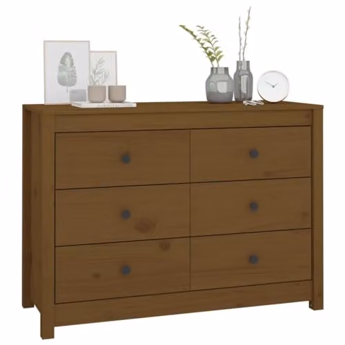 vidaXL Mid-Century Side Cabinet in Honey Brown Solid Pine Wood, W/D/H: 100 x 40 x 72 cm – 5