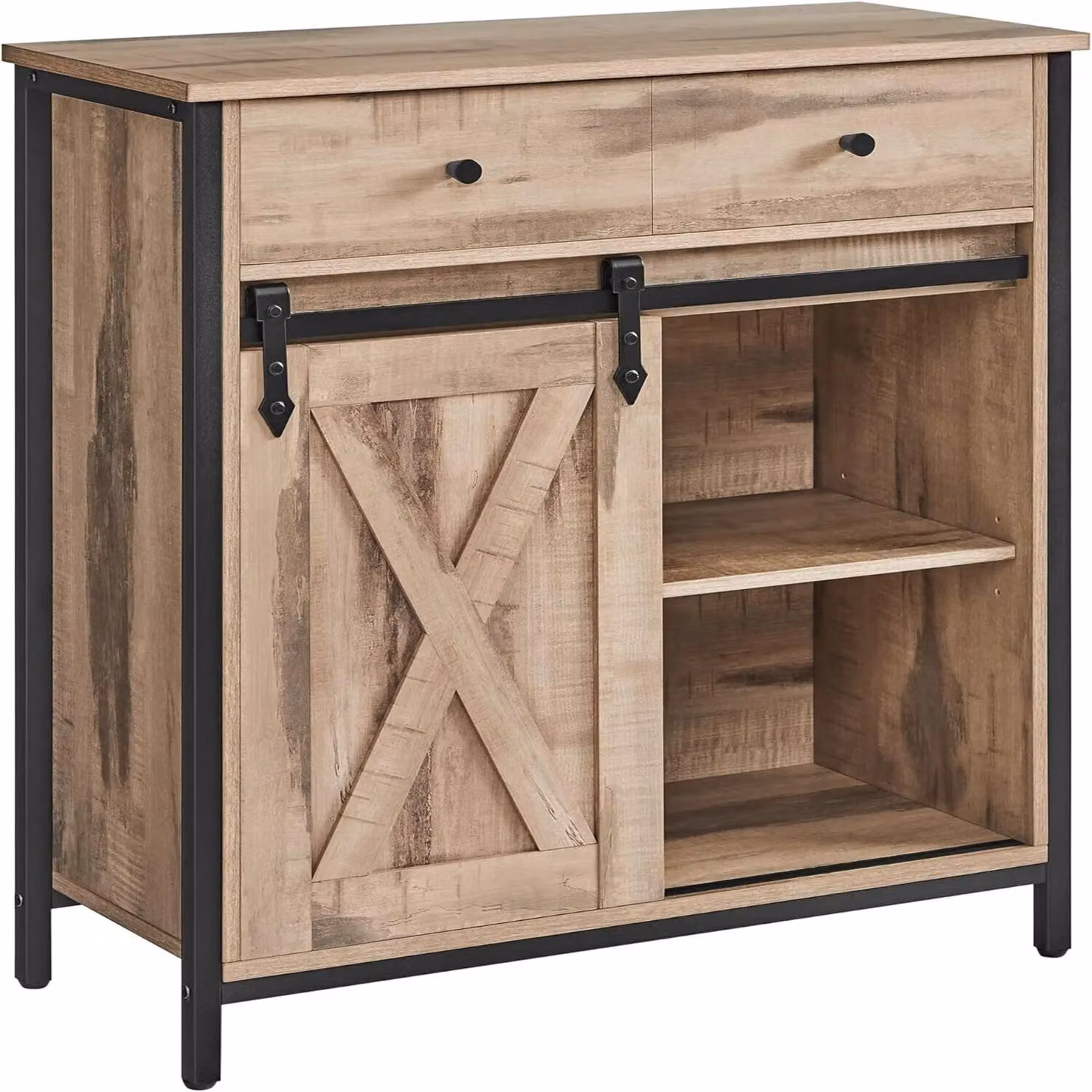 VASAGLE Industrial Storage Cabinet Sideboard and TV Unit with Drawer and Sliding Door in Brown – 3