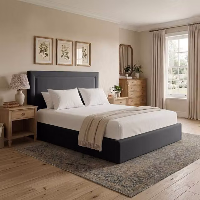 Desire Deco Janessa Upholstered Plush Velvet Bed Frame in Anthracite Grey, W/D/H: 90 x 190 cm