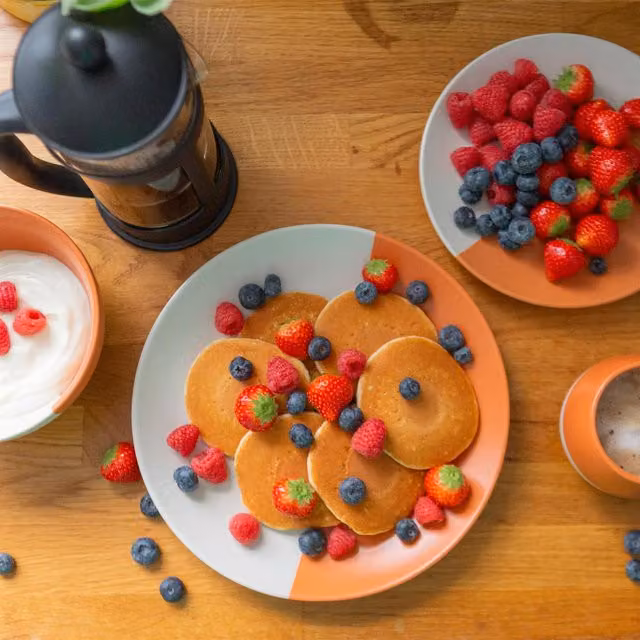 Nicola Spring Dipped Stoneware Dinner Plate Set, Orange, Pack of 4, Diameter: 26.5 cm