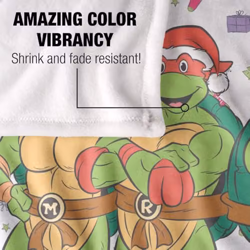 LOGOVISION TMNT Holiday Heroes Super Soft Silky Feel Fleece Blanket, Multicolour, W/D/H: 91.44 x 91.44 x 1.47 cm – 2