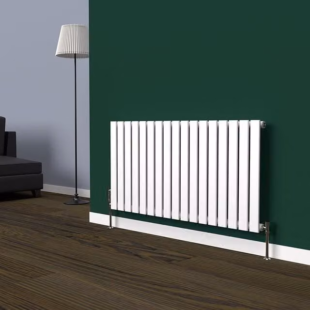 Lux Heat Flat White Horizontal Wall Mounted Radiator, W: 119 cm, H: 60 cm