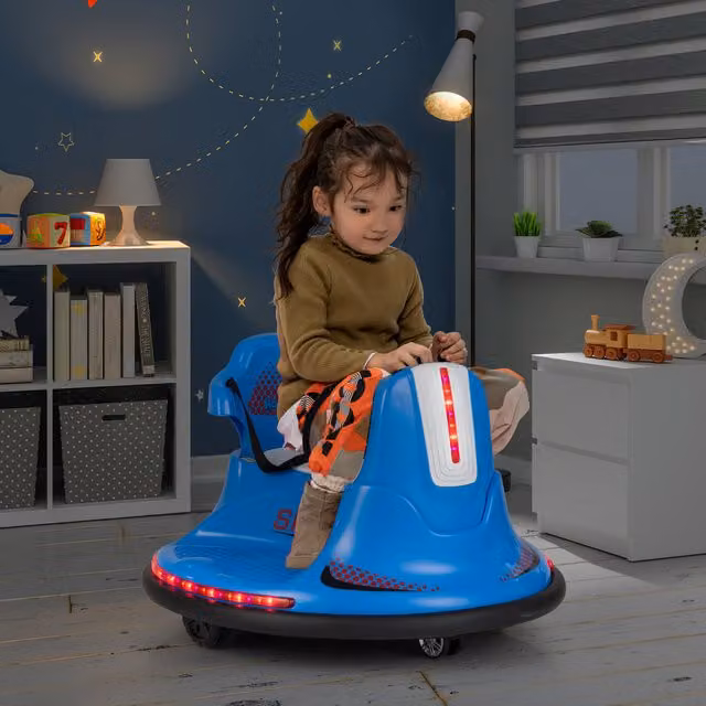 Costway Blue Electric Ride-On Kids Bumper Car with Light and Sound Effects