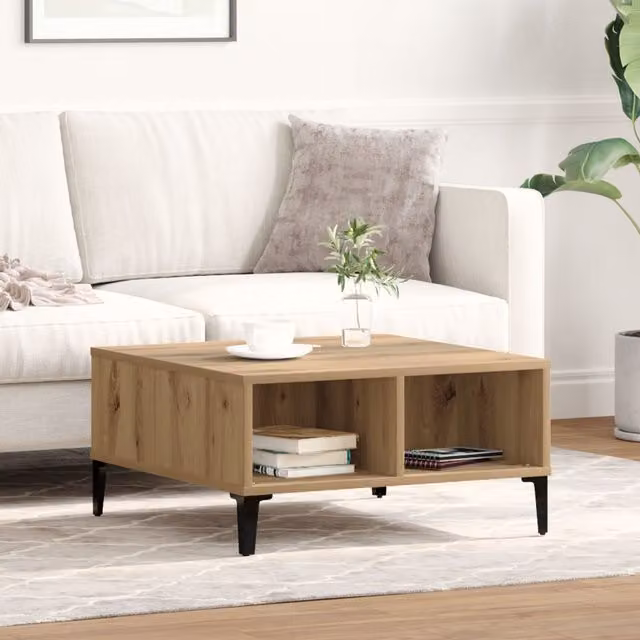 Berkfield Home Artisan Oak Coffee Table in Brown, W/D/H: 60 x 60 x 30 cm