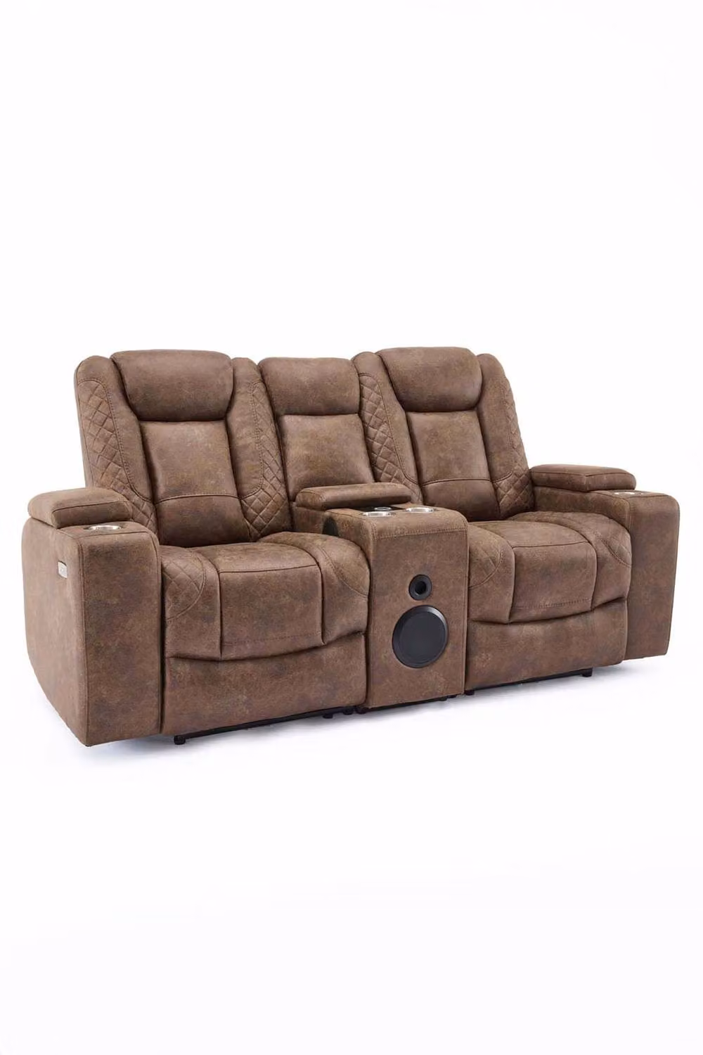 More4Homes Ashton Electric Recliner 1+2 Seater Sofa Set in Brown Technology Fabric with Speakers and USB-C Charging – 2
