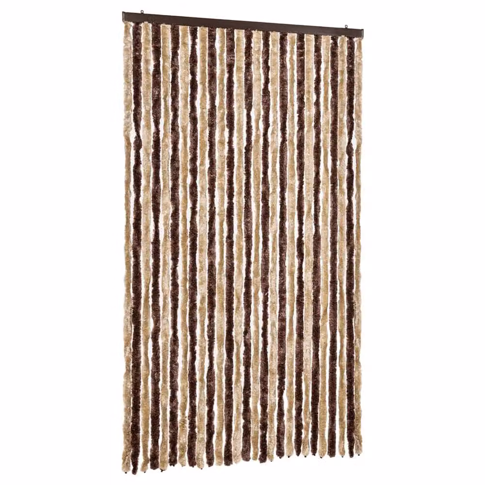 Berkfield Home Chenille Insect Curtain in Beige and Brown, W/H: 118 x 220 cm – 2
