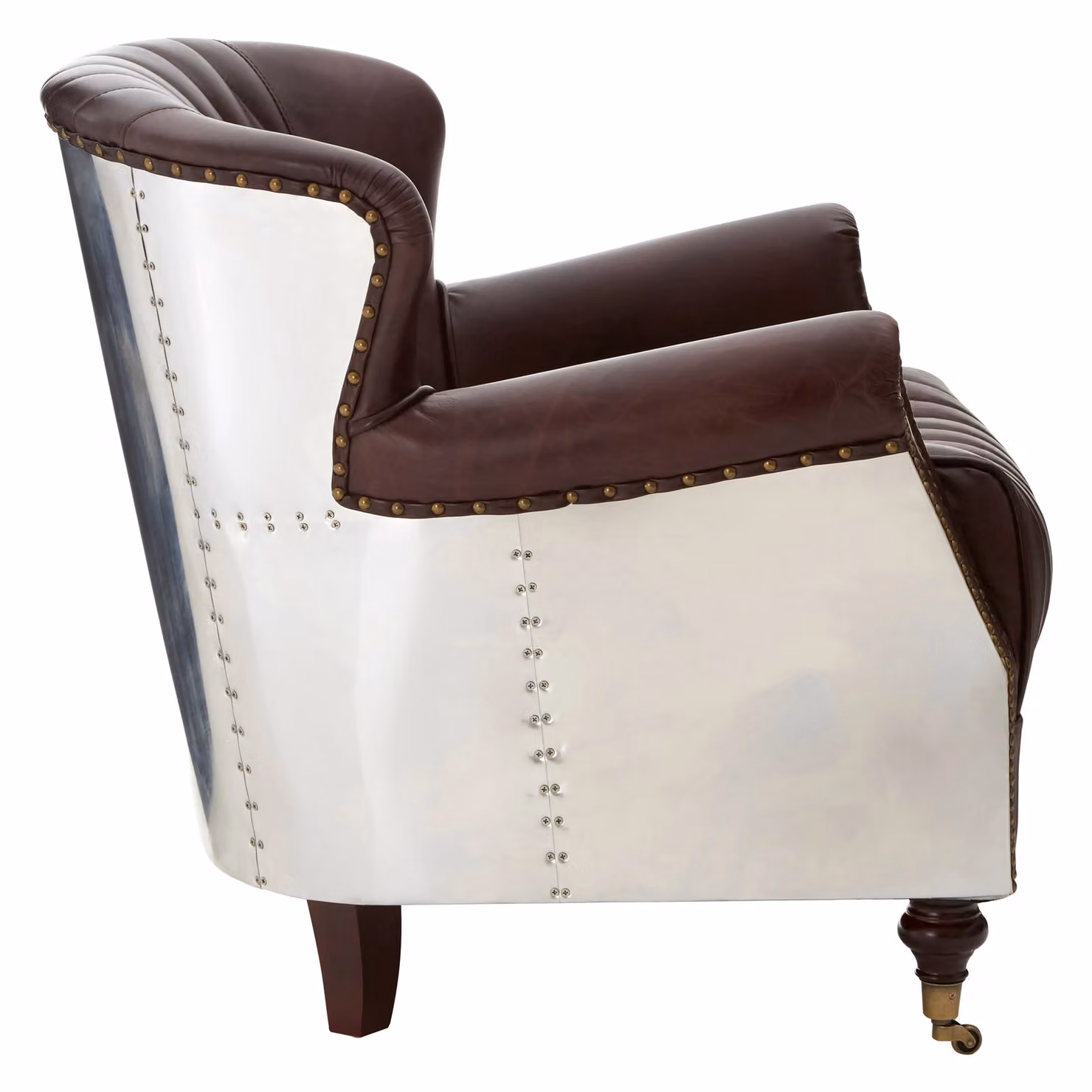 Orsina Modern Brown Leather Tub Armchair with Integrated Armrests – 3