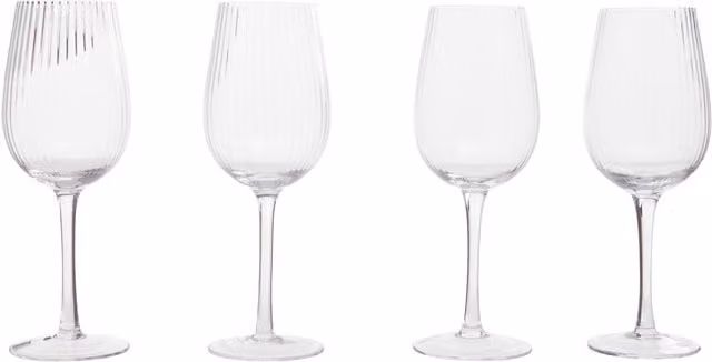 Orsina Fluted Design Set of Four Clear Glass Wine Glasses – 1
