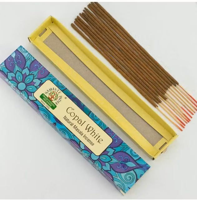 KDMD Namaste Mandala Masala Incense Copal White, 15 Sticks in Brown