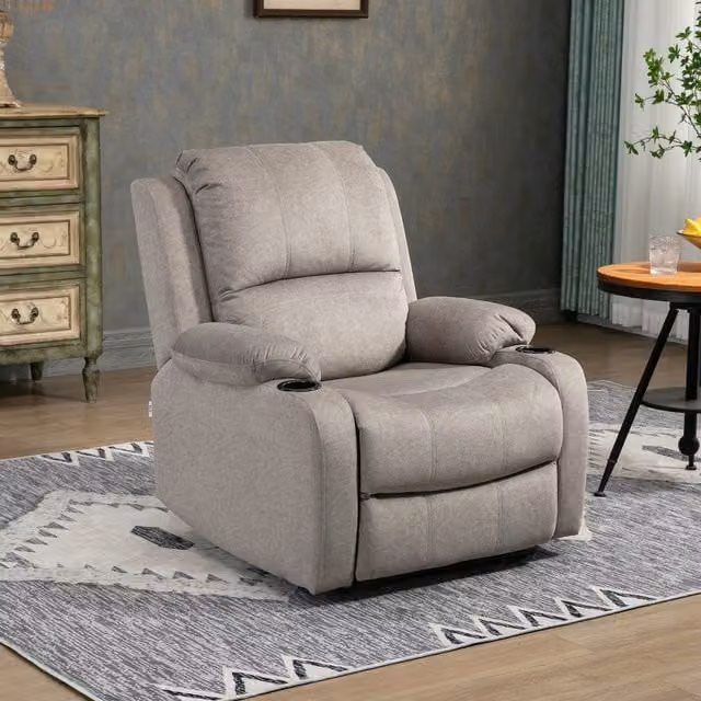 HOMCOM Brown Recliner Armchair with Leg Rest and Cup Holder