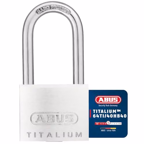 ABUS Titalium Aluminium Alloy Padlock with High Shackle in White and Silver – 1
