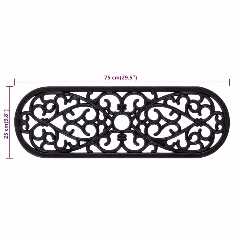 Berkfield Home Black Rubber Stair Treads, 10 Pieces, W: 75 cm, D: 25 cm