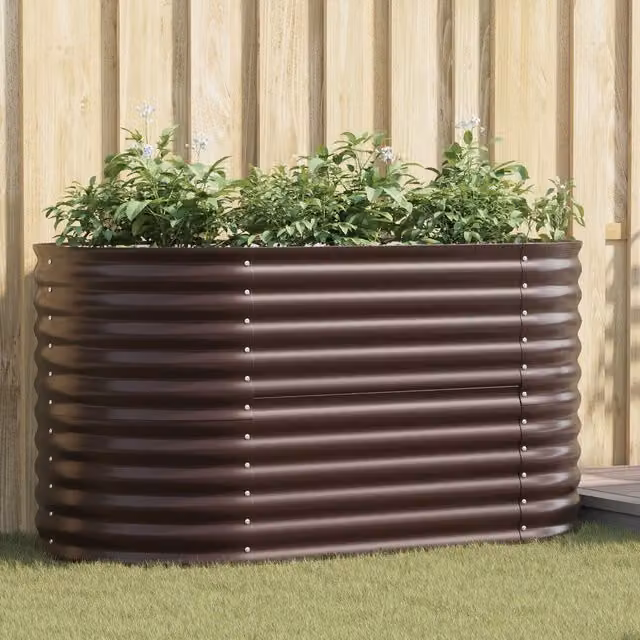 Berkfield Home Garden Raised Bed in Brown Galvanised Steel, W: 160 cm, D: 80 cm, H: 81 cm