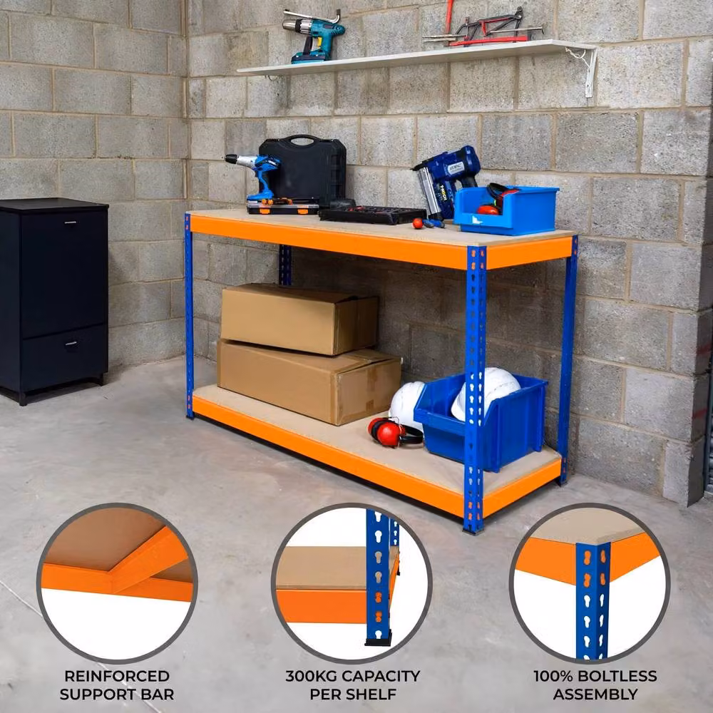 Monstershop S-Rax 2 Tier Workbench in Orange, W/D/H: 90 x 60 x 90 cm – 2