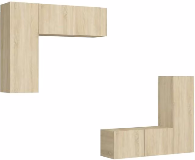 Berkfield Home 4 Piece Sonoma Oak TV Cabinet Set in Light Brown