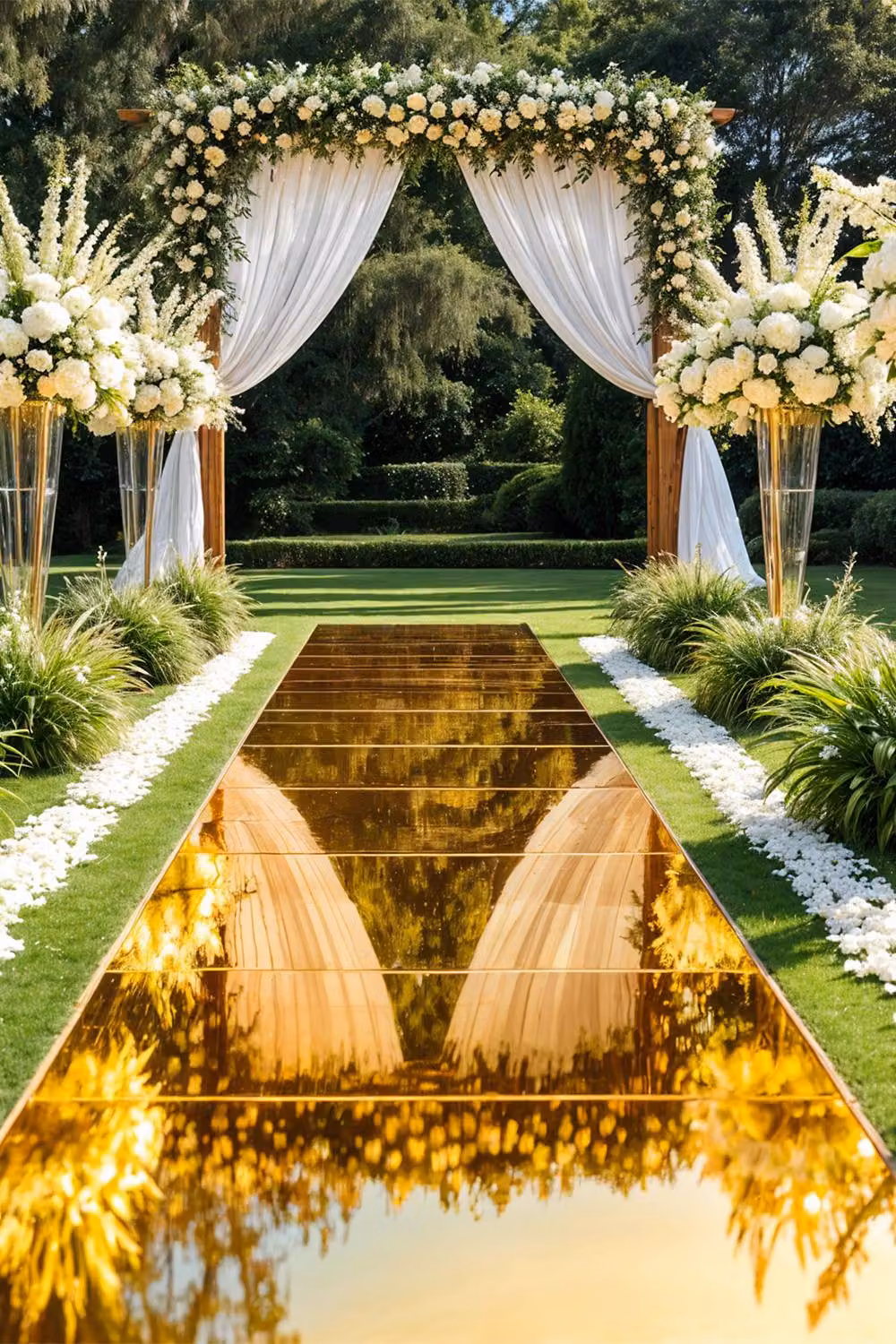 Neel Blue Event Mirror Carpet Aisle Runner Walkway in Gold, W: 120 cm, L: 10 m – 6