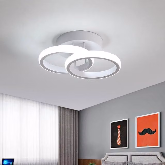 Goeco 22W LED Ceiling Light in White with Double Round Design and 6500K Cool White Light