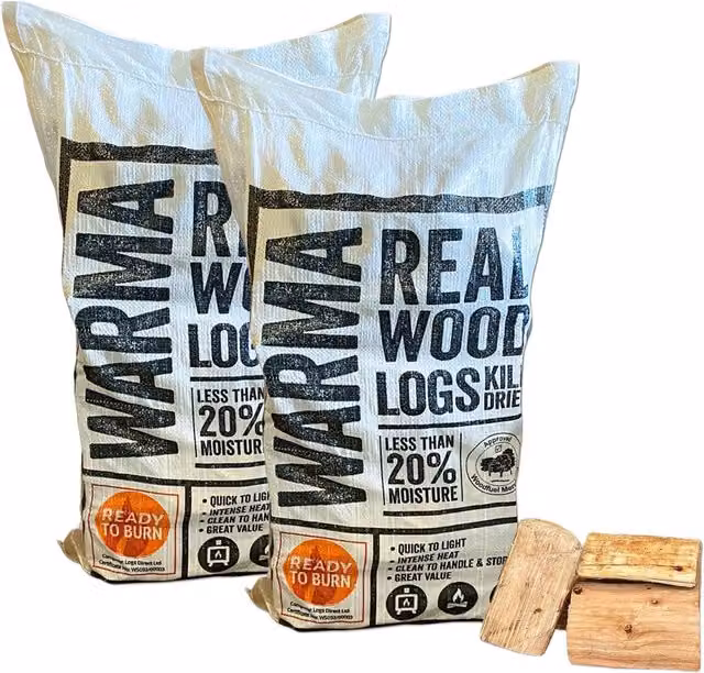 Warma Kiln Dried Softwood Firewood Logs Larch and Spruce, 12kg Sack