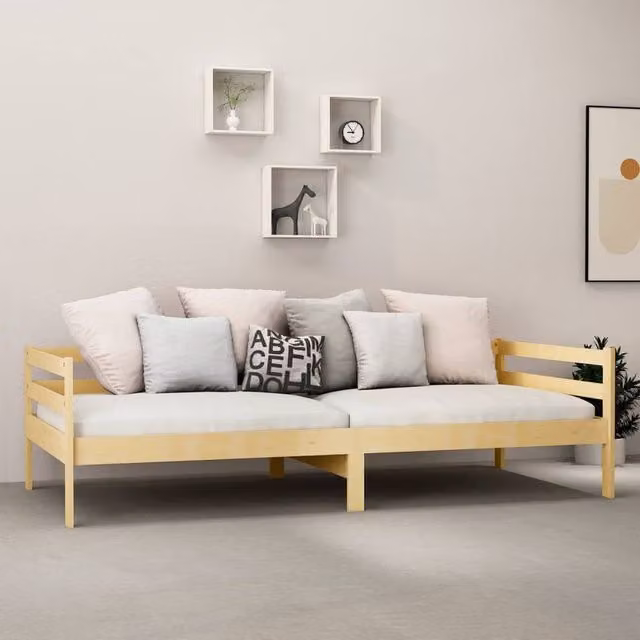 Berkfield Home Sturdy Solid Pinewood Day Bed, Brown, W/D/H: 90 x 200 cm – 1