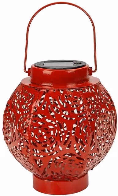 VFM e-Store Moroccan Solar LED Garden Lantern in Red, W/D/H: 18 x 15 x 18 cm – 1