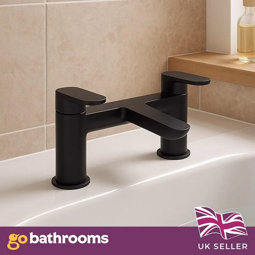 Hinsinc Modern Matt Black Thermostatic Bath Filler Mixer Tap – 3