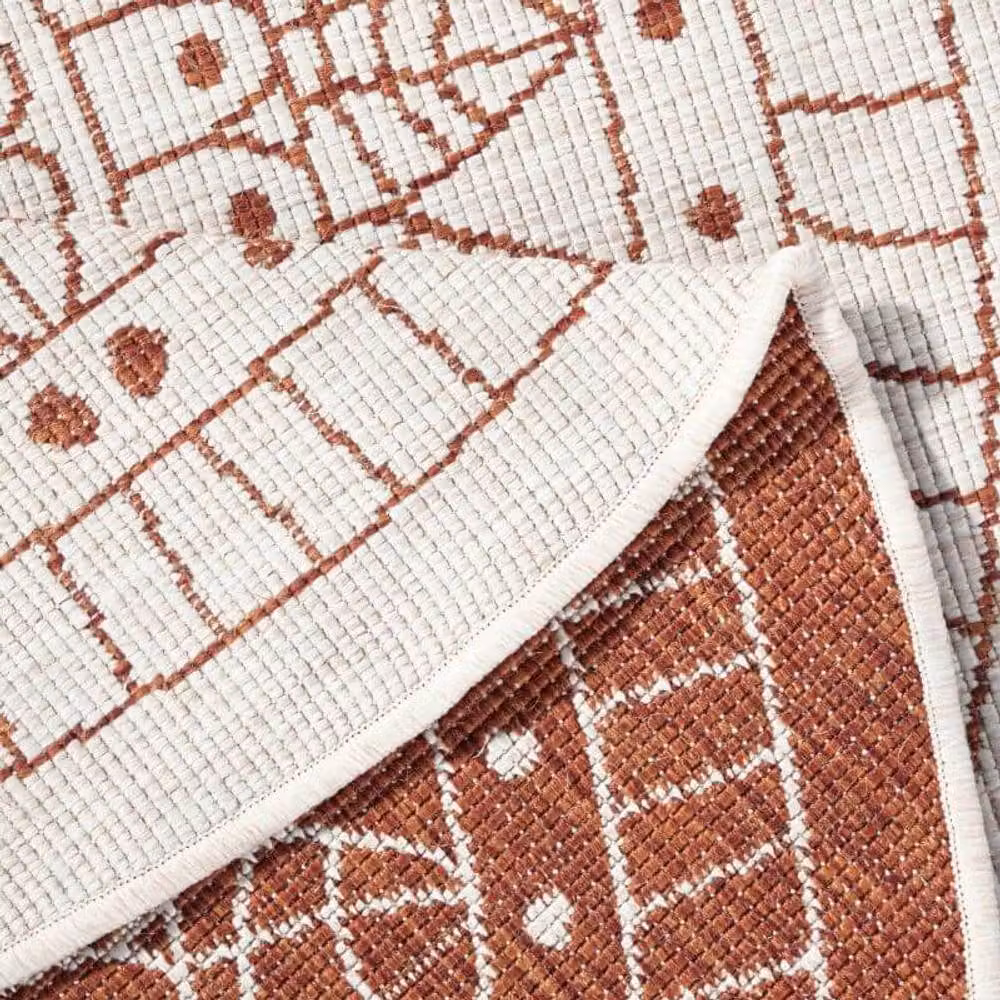 THE RUGS Porto Reversible Indoor Outdoor Round Flatweave Polypropylene Rug in Red, Diameter: 100 cm – 2
