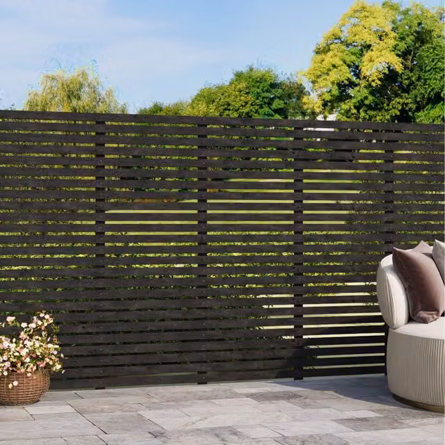 Komore Semi-Transparent Grey Solid Pine Wood Garden Fence Board, Height: 150 cm