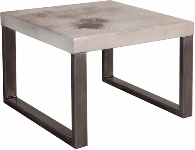 IH Design Industrial Square Coffee Table in White and Grey with Wood and Metal Finish