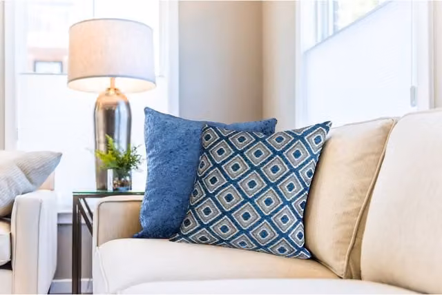 NewEdgeBlinds Graphic Minimalist Square Cushion Cover in Blue