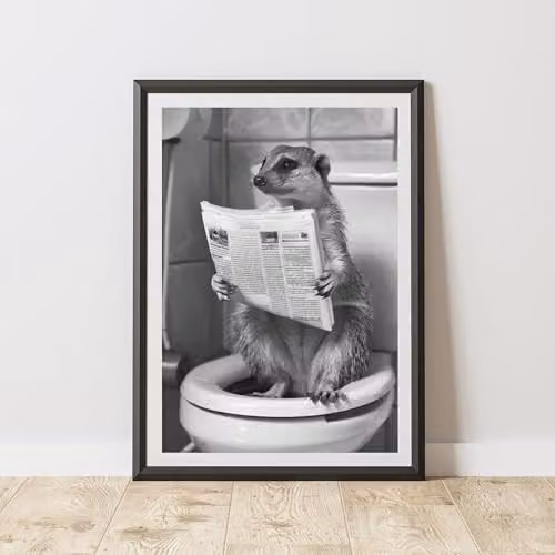 60 Second Makeover Mongoose On The Toilet Animal Print Paper Poster, A3