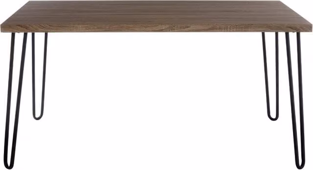 Orsina Borough Rectangular Dining Table with Rustic Wood Top and Metal Legs in Brown and Black, W/D/H: 150 x 100 x 75 cm – 1